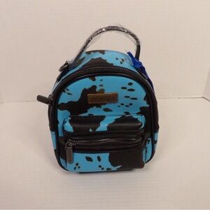 Wrangler Black and Blue Cow Print Backpack
